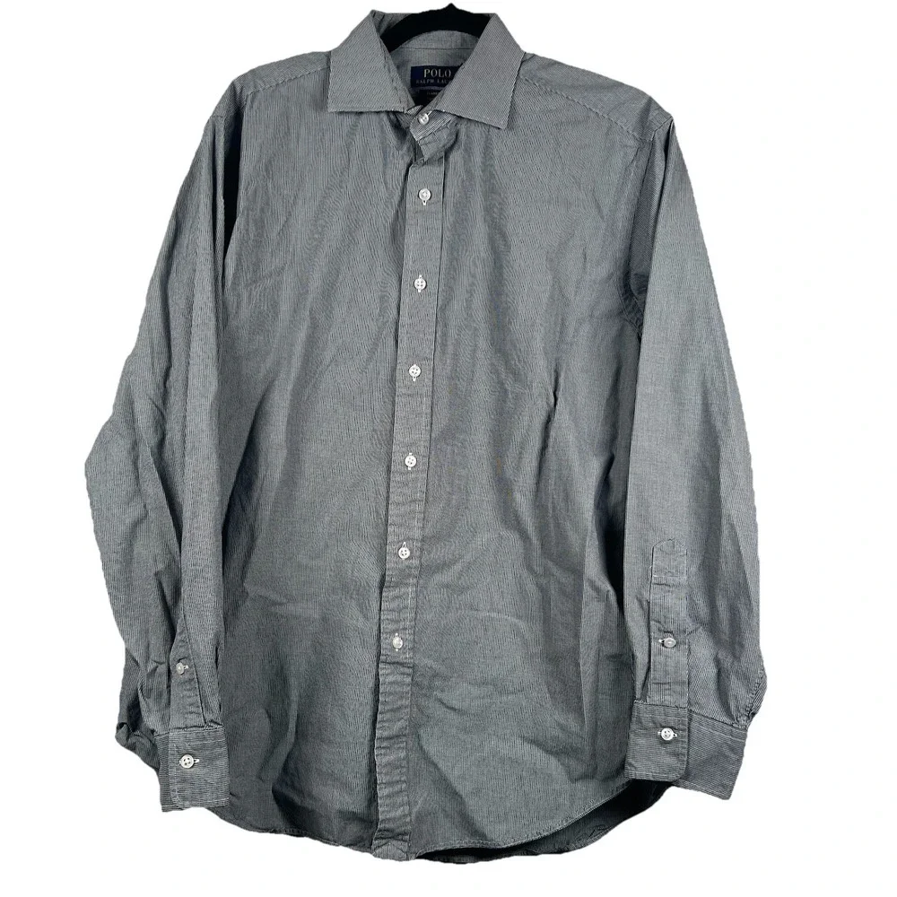 Polo by Ralph Lauren Men's Classic Fit Black & White Micro-Stripe Dress Shirt